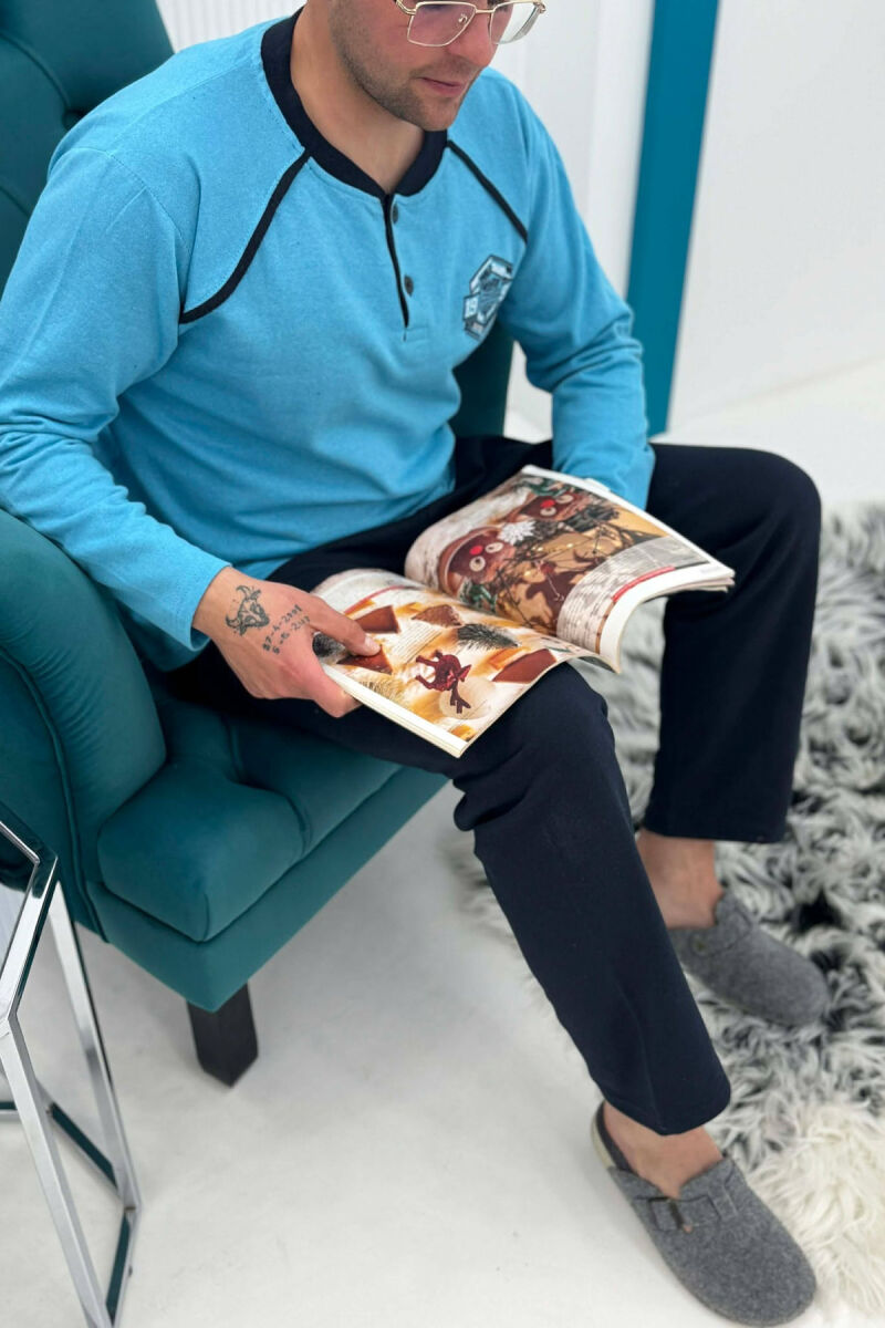 SWEATSHIRT+TROUSERS SMALL LOGO MEN PYJAMAS LIGHTBLUE/BZ - 4