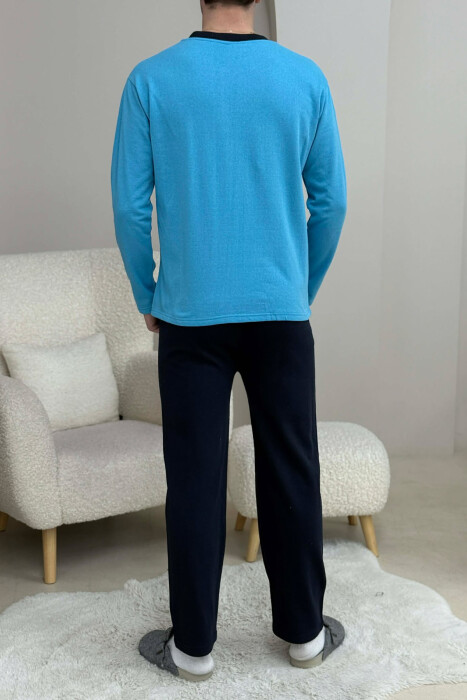 SWEATSHIRT+TROUSERS SMALL LOGO MEN PYJAMAS LIGHTBLUE/BZ - 4