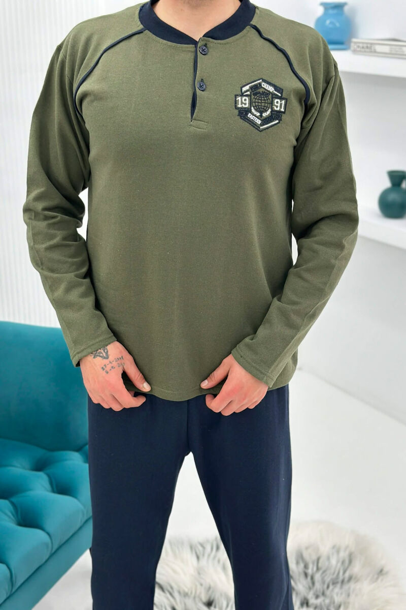 SWEATSHIRT+TROUSERS SMALL LOGO MEN PYJAMAS OLIVE/ULLI - 4