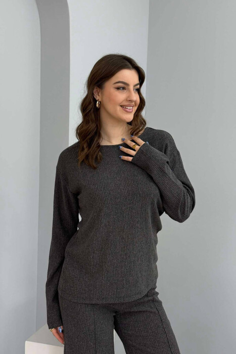 SWEATSHIRT+TROUSERS WOMEN SET DARK GREY/GEE - 2