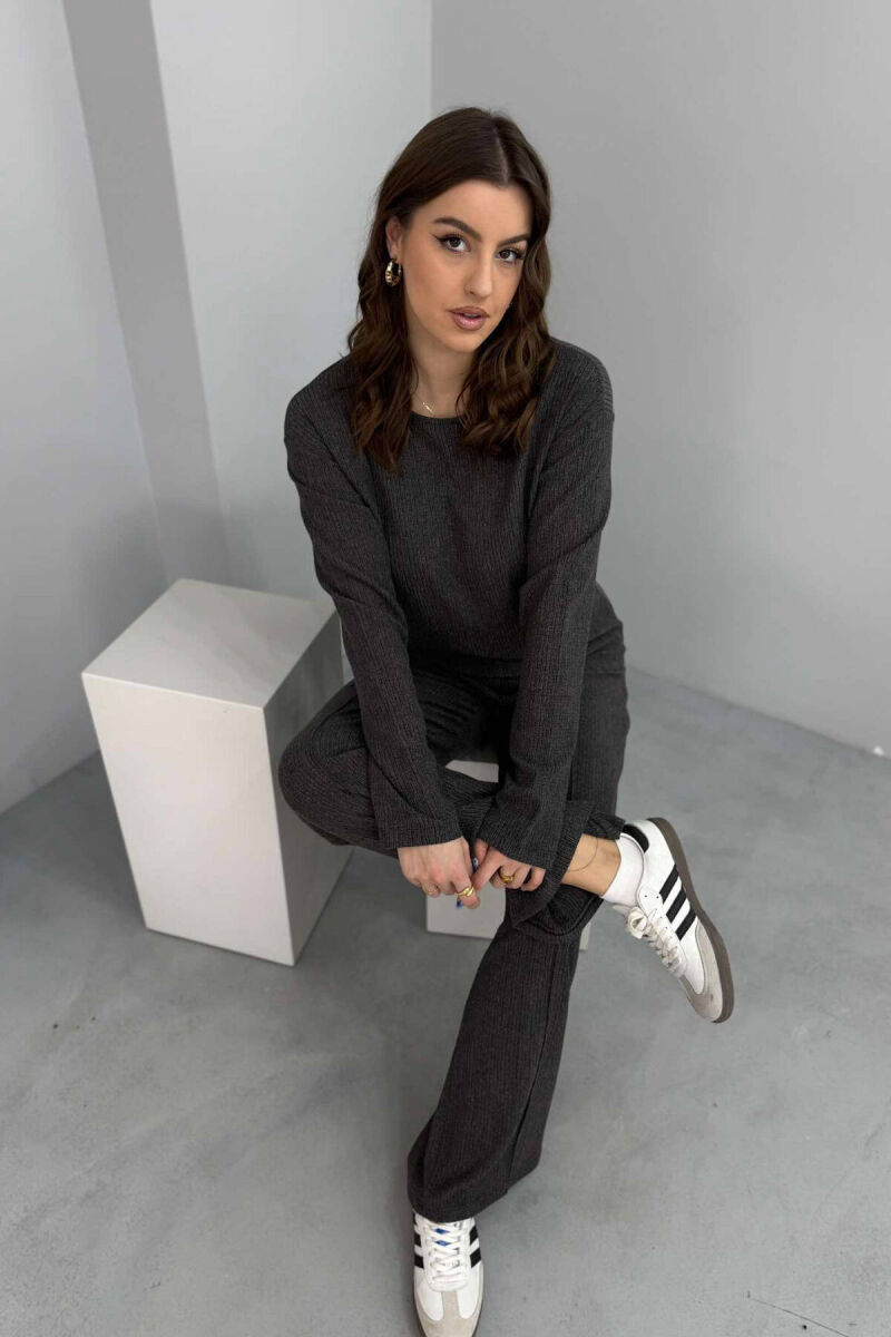 SWEATSHIRT+TROUSERS WOMEN SET DARK GREY/GEE - 5