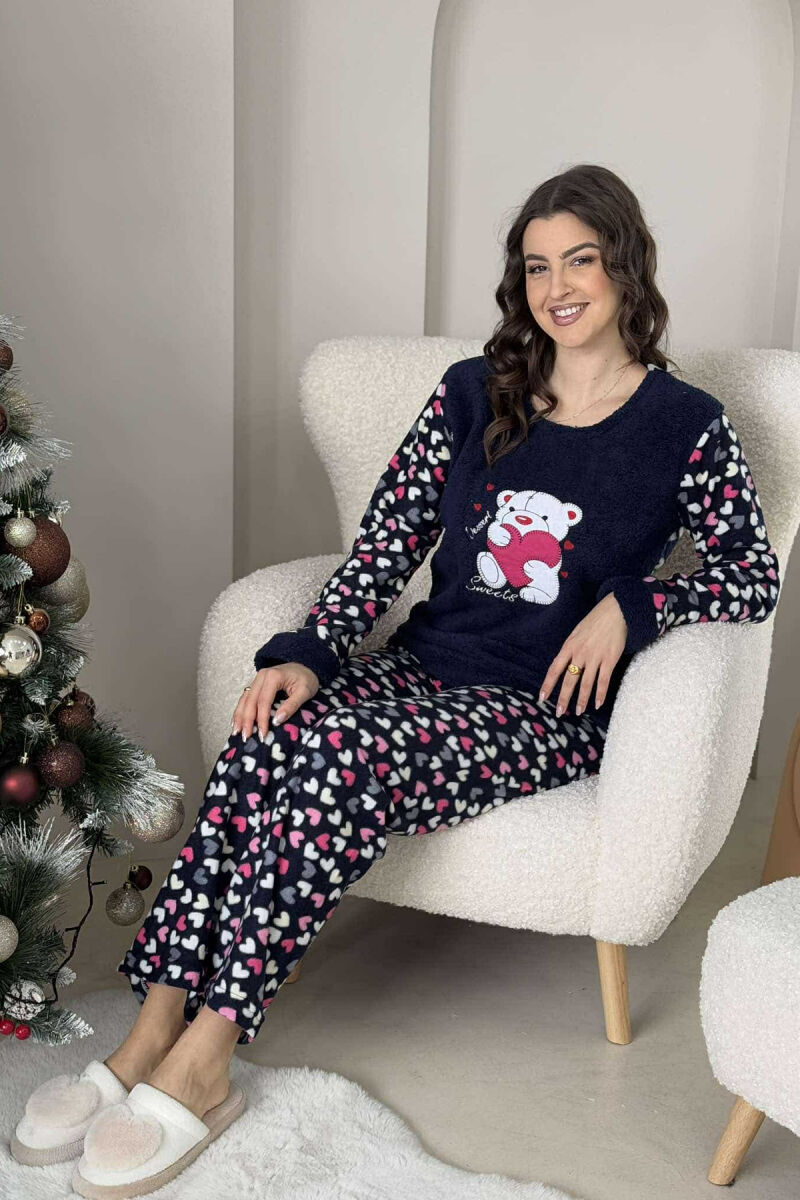 SWEETS DESSERT WRITTINGS WOMEN PYJAMAS DARK BLUE/BEE - 3