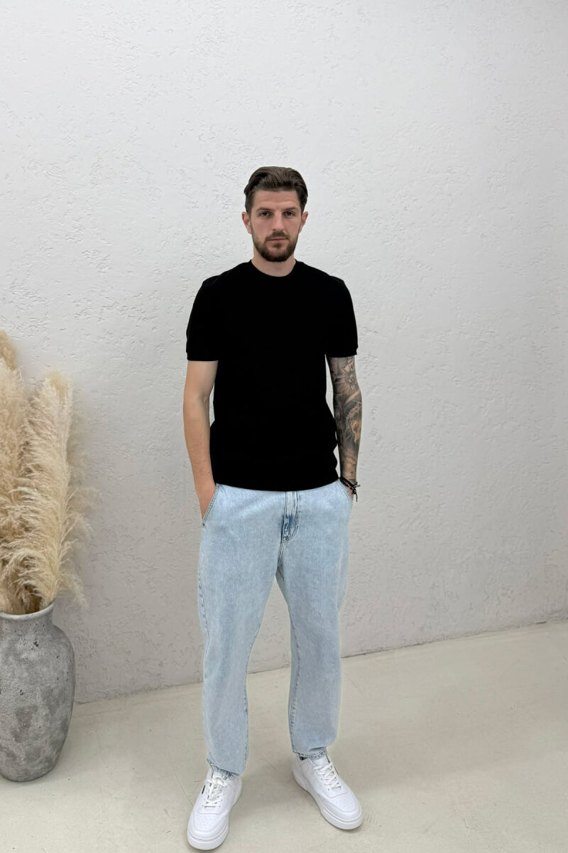 T-SHIRT I TEKSTURUAR ME JAKE TE RRUMBULLAKET PER MESHKUJ NE NGJYRE TE ZEZE - 3