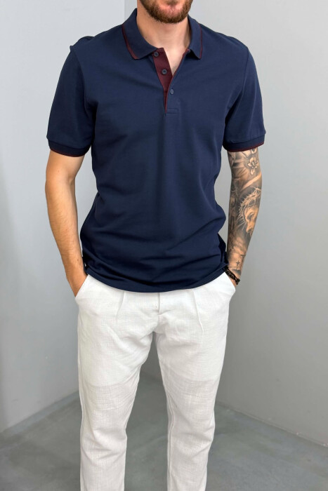 T-SHIRT I THJESHTE ME JAKE POLO PER MESHKUJ NE NGJYRE BLU TE ERRET - 4