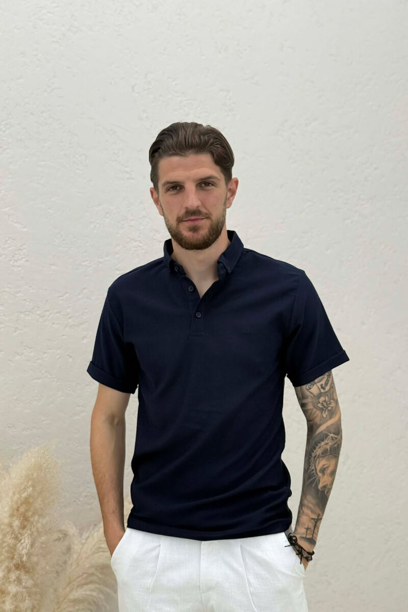 T-SHIRT I THJESHTE ME JAKE POLO PER MESHKUJ NE NGJYRE BLU - 1