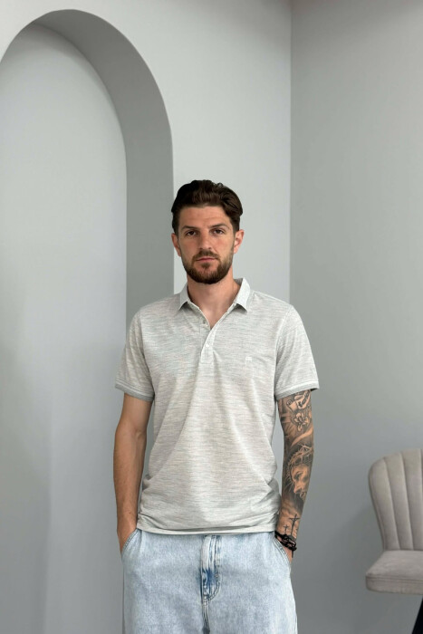 T-SHIRT I THJESHTE ME JAKE POLO PER MESHKUJ NE NGJYRE GRI - KLAUDIO FASHION