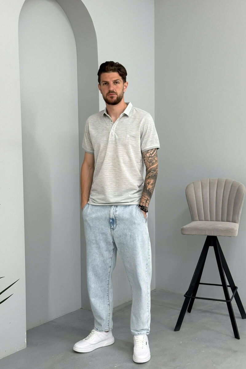 T-SHIRT I THJESHTE ME JAKE POLO PER MESHKUJ NE NGJYRE GRI - 3