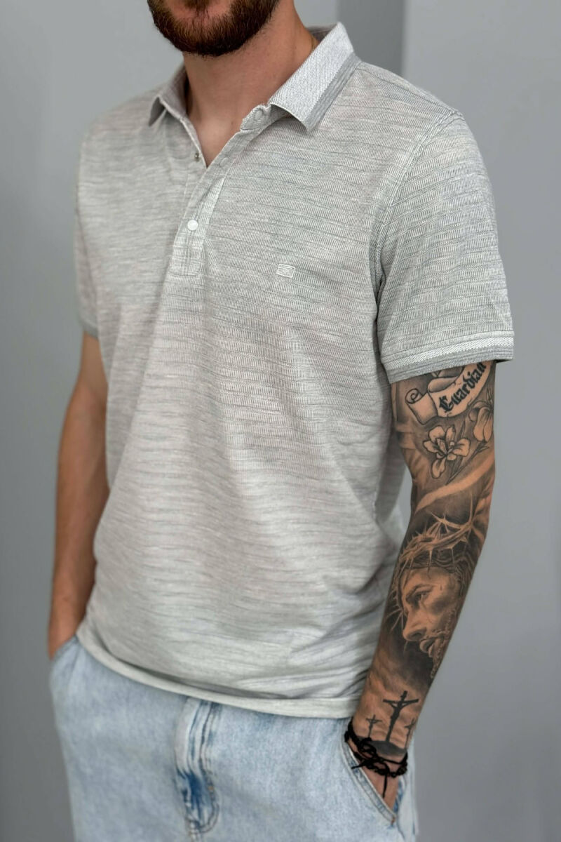 T-SHIRT I THJESHTE ME JAKE POLO PER MESHKUJ NE NGJYRE GRI - 4