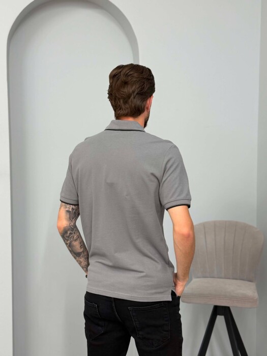 T-SHIRT I THJESHTE ME JAKE POLO PER MESHKUJ NE NGJYRE GRI - 2
