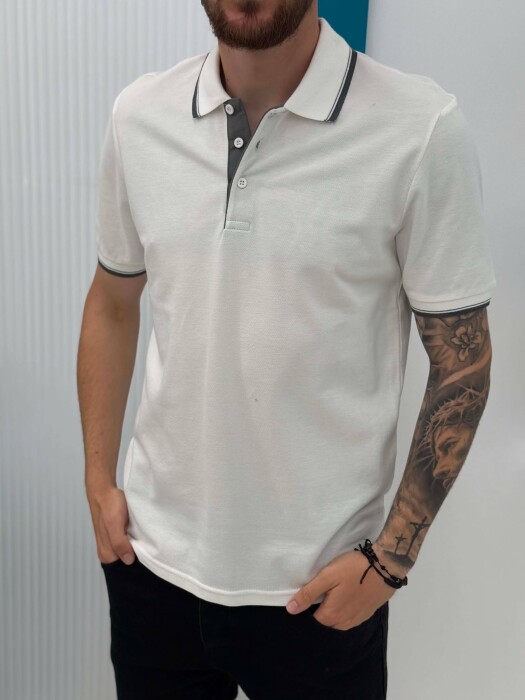 T-SHIRT I THJESHTE ME JAKE POLO PER MESHKUJ NE NGJYRE TE BARDHE - 2