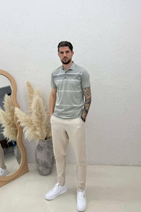 T-SHIRT I THJESHTE ME JAKE POLO PER MESHKUJ NE NGJYRE GRI - 3