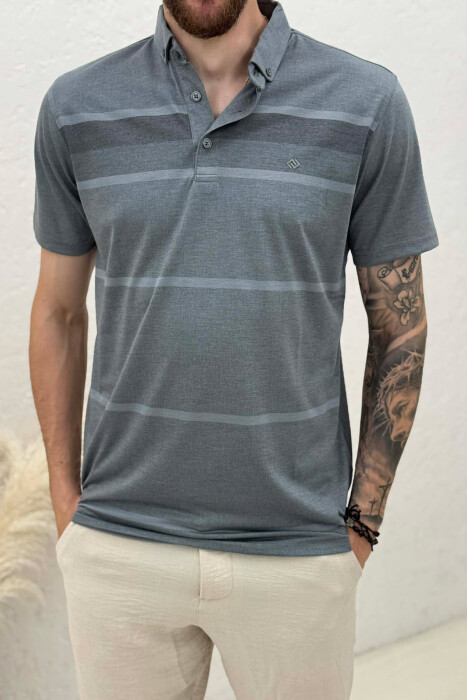 T-SHIRT I THJESHTE ME JAKE POLO PER MESHKUJ NE NGJYRE GRI TE ERRET - 4