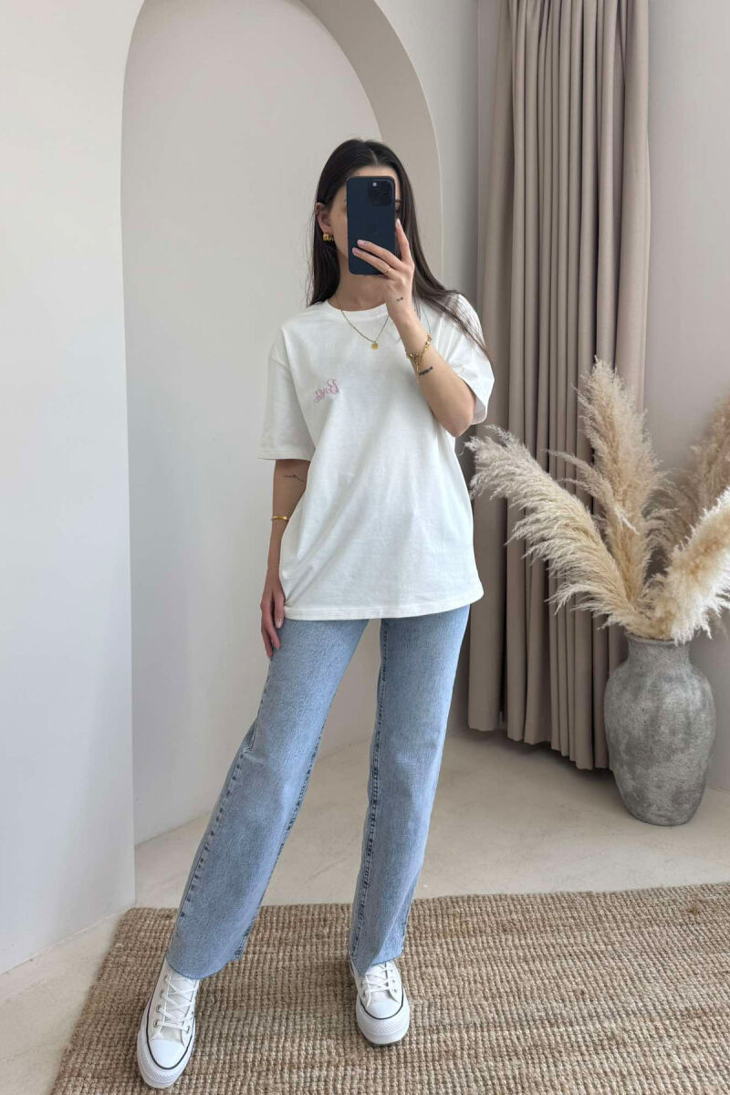 T-SHIRT I THJESHTË ME SHKRIM BARBIE PËR FEMRA NË NGJYRËN E BARDHË - 1