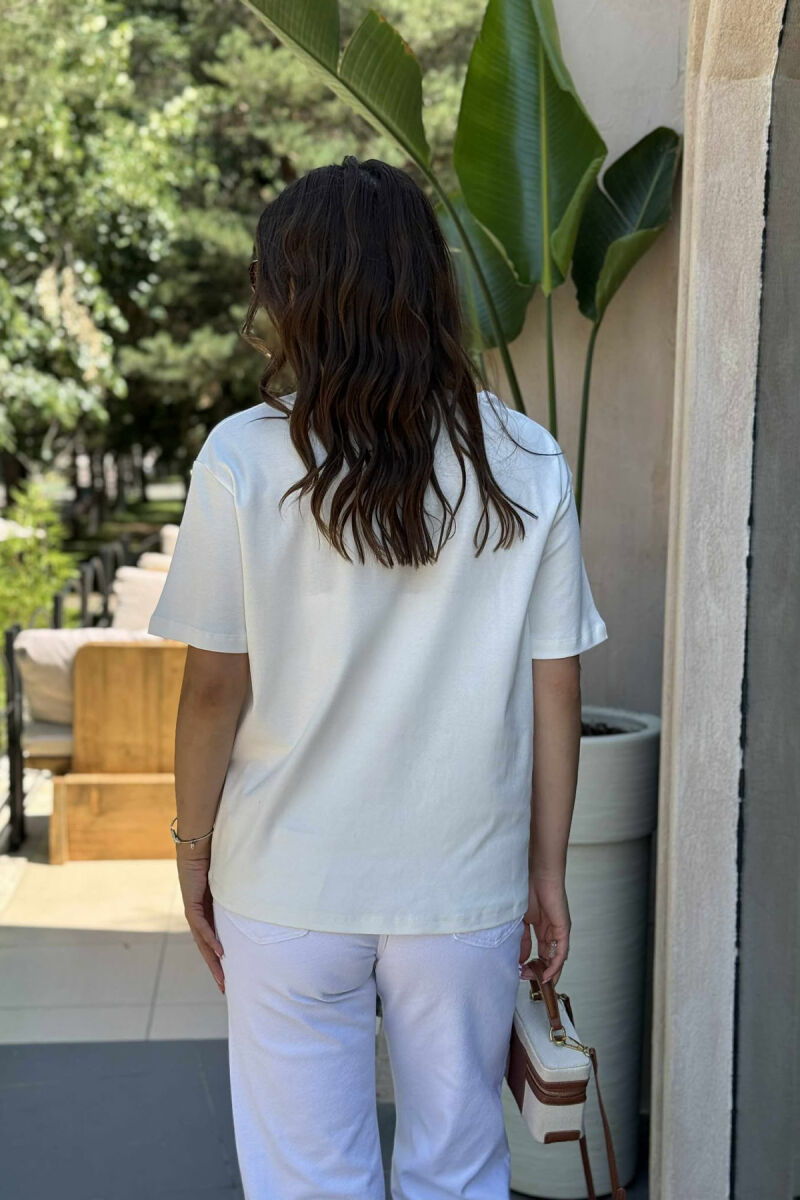 T-SHIRT I THJESHTË ME SHKRIME PËR FEMRA NË NGJYRËN E BARDHË - 7