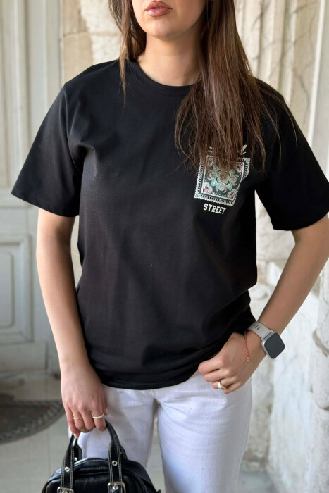 T-SHIRT I THJESHTE ME SHKRIME PER FEMRA NE NGJYREN E ZEZE + 6 PALE ÇORAPE DHURATE - 5