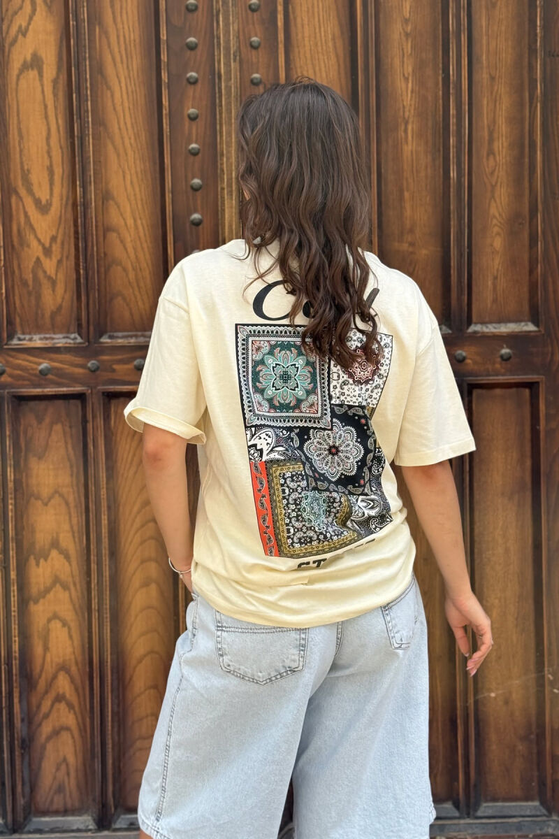 T-SHIRT I THJESHTË ME SHKRIME PËR FEMRA NË NGJYRËN KREM - 5