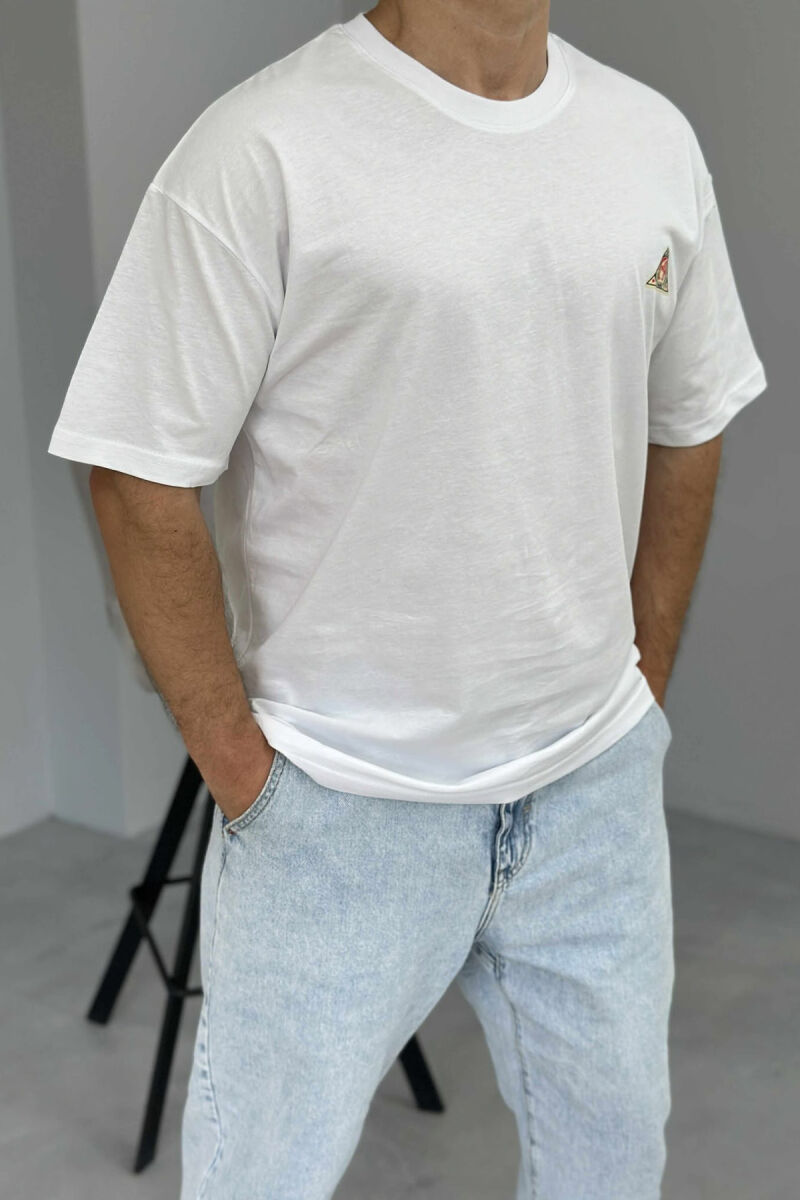 T-SHIRT I THJESHTË ME SHKRIME PËR MESHKUJ NË NGJYRËN E BARDHË - 2