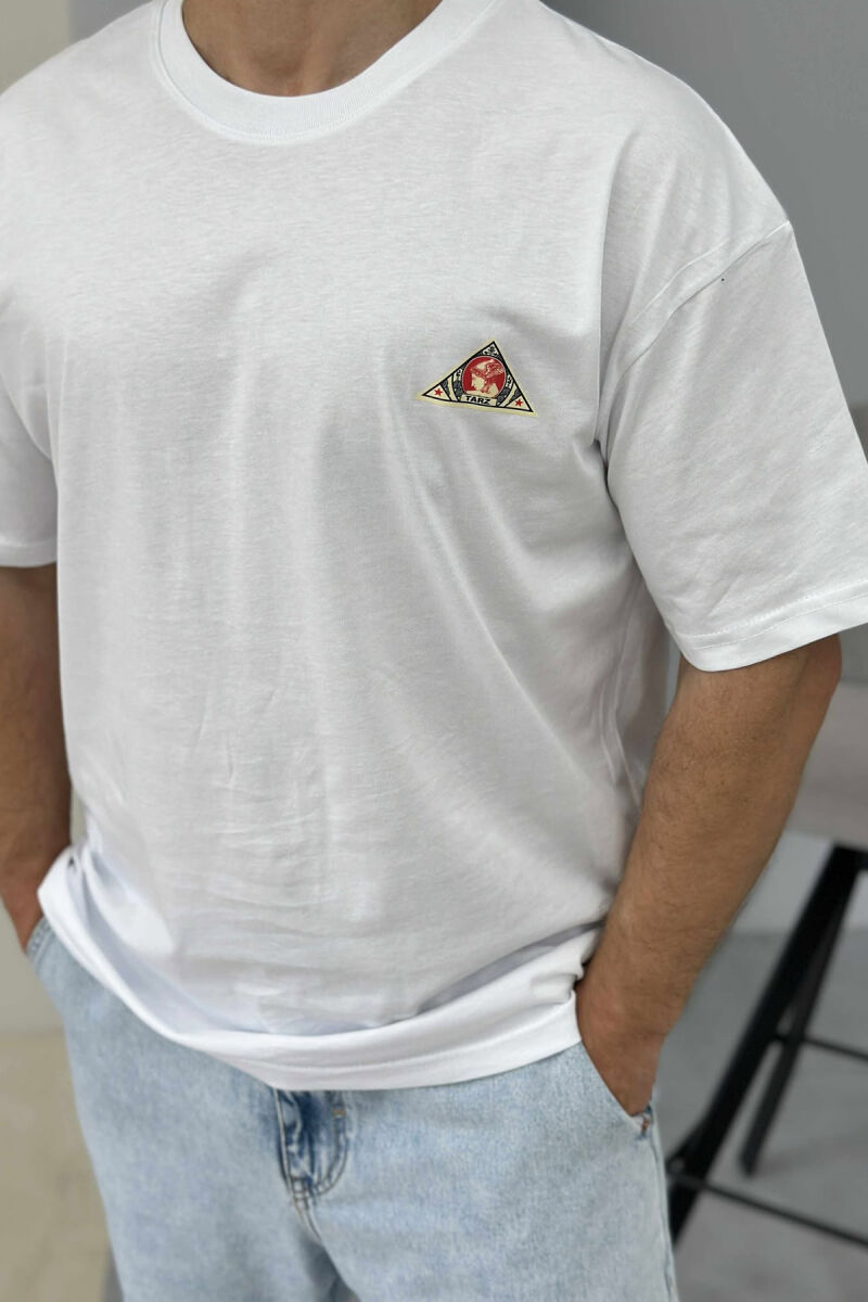 T-SHIRT I THJESHTË ME SHKRIME PËR MESHKUJ NË NGJYRËN E BARDHË - 3