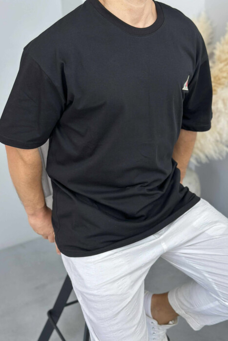 T-SHIRT I THJESHTË ME SHKRIME PËR MESHKUJ NË NGJYRËN E ZEZË - 3