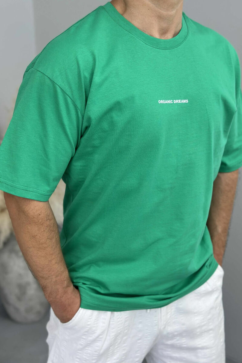 T-SHIRT I THJESHTË ME SHKRIME PËR MESHKUJ NË NGJYRËN JESHILE E ZBARDHUR - 6