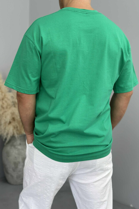 T-SHIRT I THJESHTË ME SHKRIME PËR MESHKUJ NË NGJYRËN JESHILE E ZBARDHUR - 7
