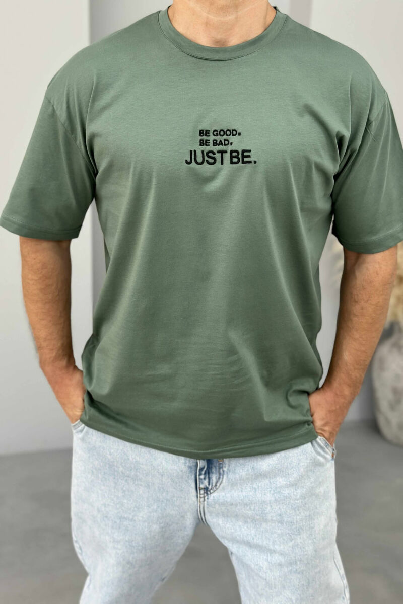 T-SHIRT I THJESHTË ME SHKRIME PËR MESHKUJ NË NGJYRËN JESHILE - 2
