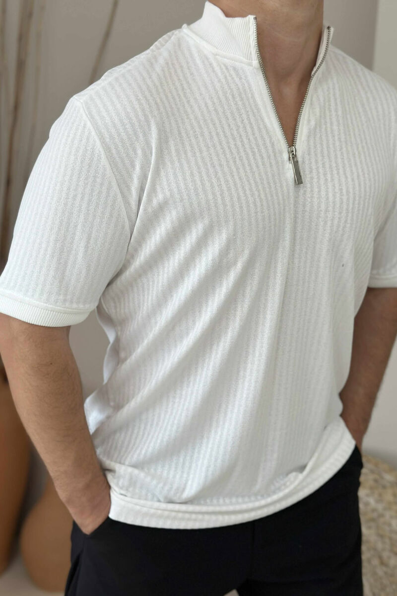T-SHIRT I THJESHTË ME ZINXHIR PËR MESHKUJ NË NGJYRËN E BARDHË - 2