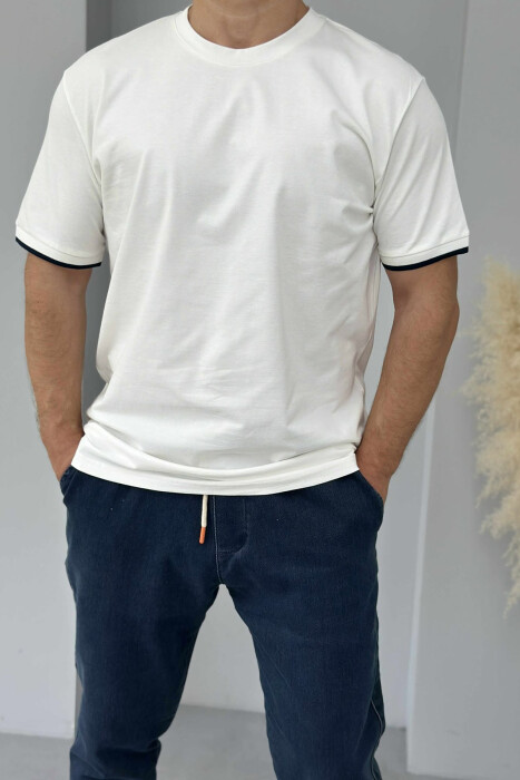 T-SHIRT NJË NGJYRËSH I THJESHTË PËR MESHKUJ NË NGJYRËN E BARDHË - KLAUDIO FASHION