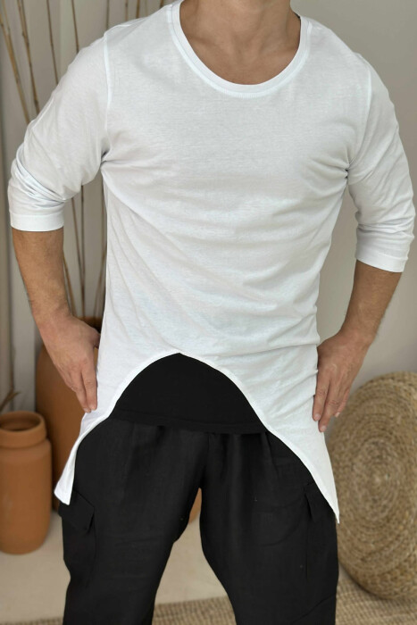 T-SHIRT I THJESHTË NJË NGJYRËSH PËR MESHKUJ NË NGJYRËN E BARDHË - 3