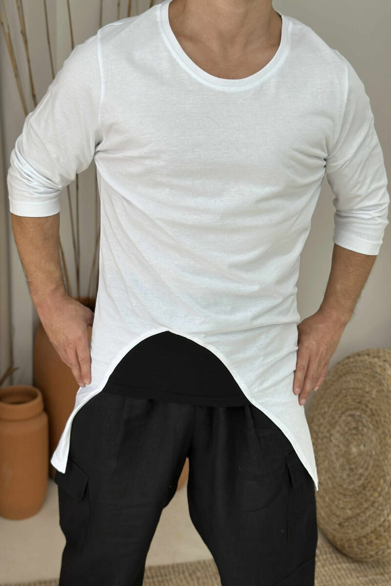 T-SHIRT I THJESHTË NJË NGJYRËSH PËR MESHKUJ NË NGJYRËN E BARDHË - 3