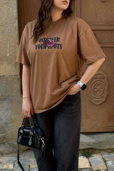 T-SHIRT I THJESHTE PER FEMRA NE NGJYRE KAFE + 6 PALE ÇORAPE DHURATE - 3