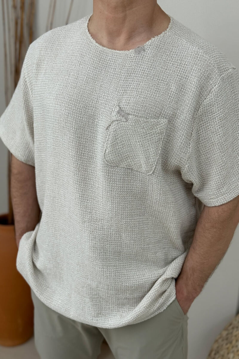 T-SHIRT ME DETAJE TË THJESHTA PËR FEMRA NË NGJYRËN BEZHË - 2