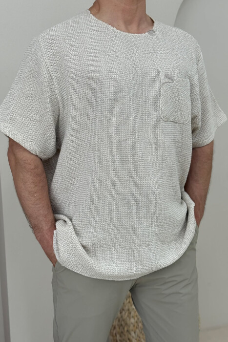 T-SHIRT ME DETAJE TË THJESHTA PËR FEMRA NË NGJYRËN BEZHË - 3