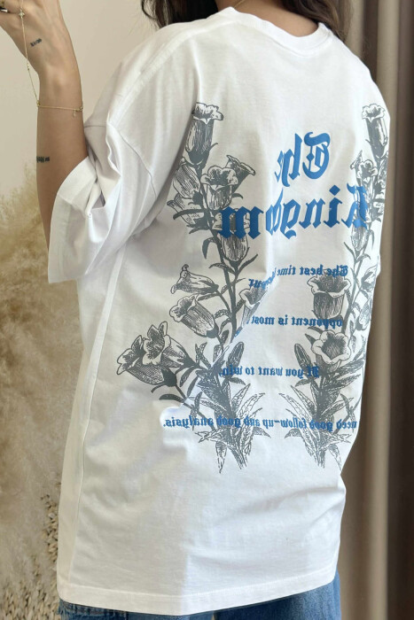 T-SHIRT ME DIZANJ DHE SHKRIME PËR FEMRA NË NGJYRËN E BARDHË - 4