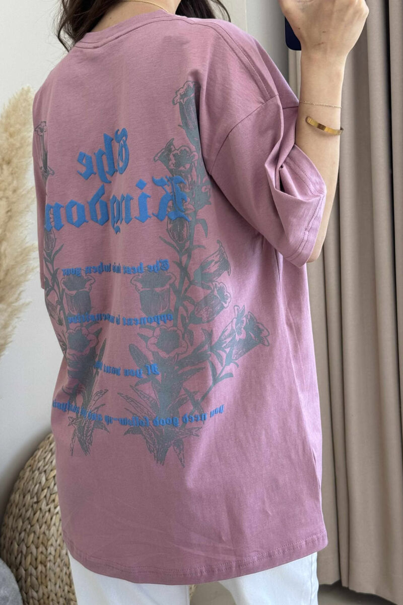 T-SHIRT ME DIZAJN DHE SHKRIME PËR FEMRA NË NGJYRËN PUDËR - 4