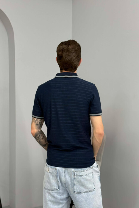 T-SHIRT ME DIZAJN ME VIJA ME JAKE POLO PER MESHKUJ NE NGJYRE BLU - 4