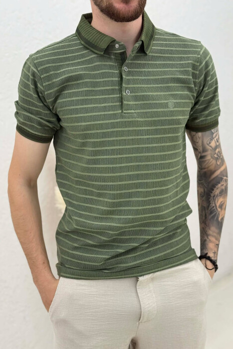 T-SHIRT ME DIZAJN ME VIJA ME JAKE POLO PER MESHKUJ NE NGJYRE JESHILE - 4