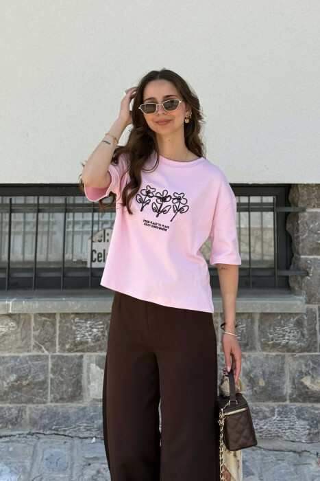 T-SHIRT ME DIZAJN PER FEMRA NE NGJYRE ROZE - 1