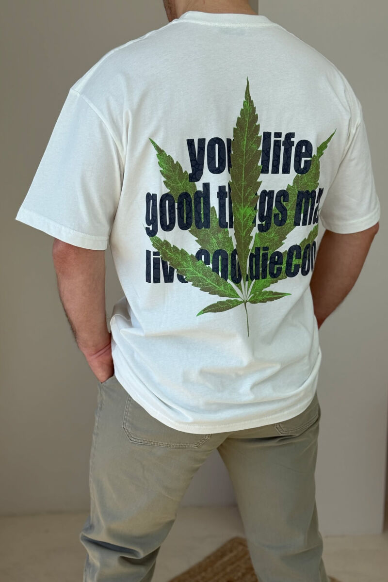 T-SHIRT ME DIZAJN PËR MESHKUJ NË NGJYRËN E BARDHË - 4