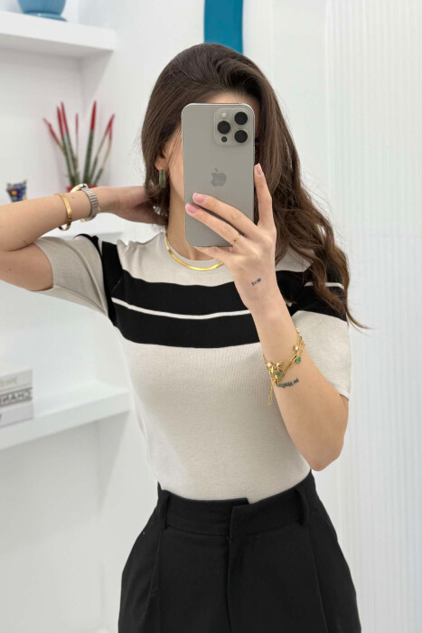 T-SHIRT ME DIZAJNIN E VIJAVE PËR FEMRA NË NGJYRËN GRI - 1