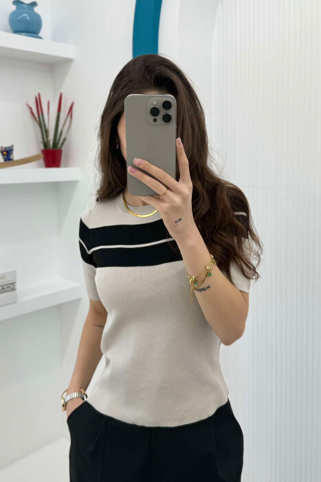T-SHIRT ME DIZAJNIN E VIJAVE PËR FEMRA NË NGJYRËN GRI - 2