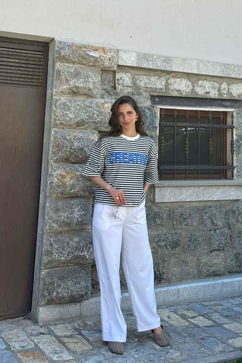 T-SHIRT ME DIZAJN VIJASH PER FEMRA NE NGJYRE TE BARDHE ME BLU - 3