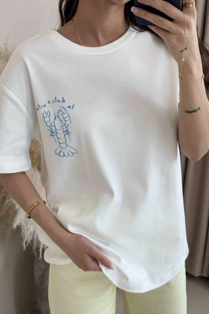 T-SHIRT ME IMAZH DHE DIZAJN PËR FEMRA NË NGJYRËN E BARDHË - 2