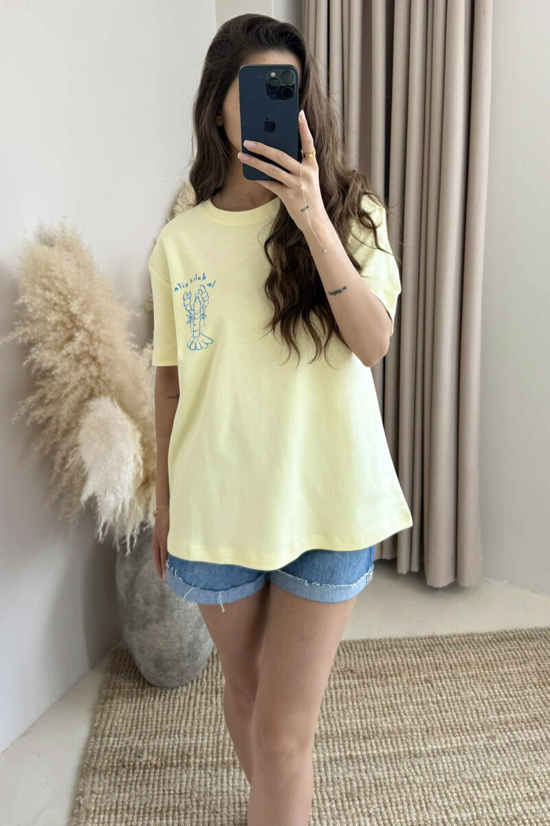 T-SHIRT ME IMAZH DHE DIZAJN PËR FEMRA NË NGJYRËN E VERDHË - 2