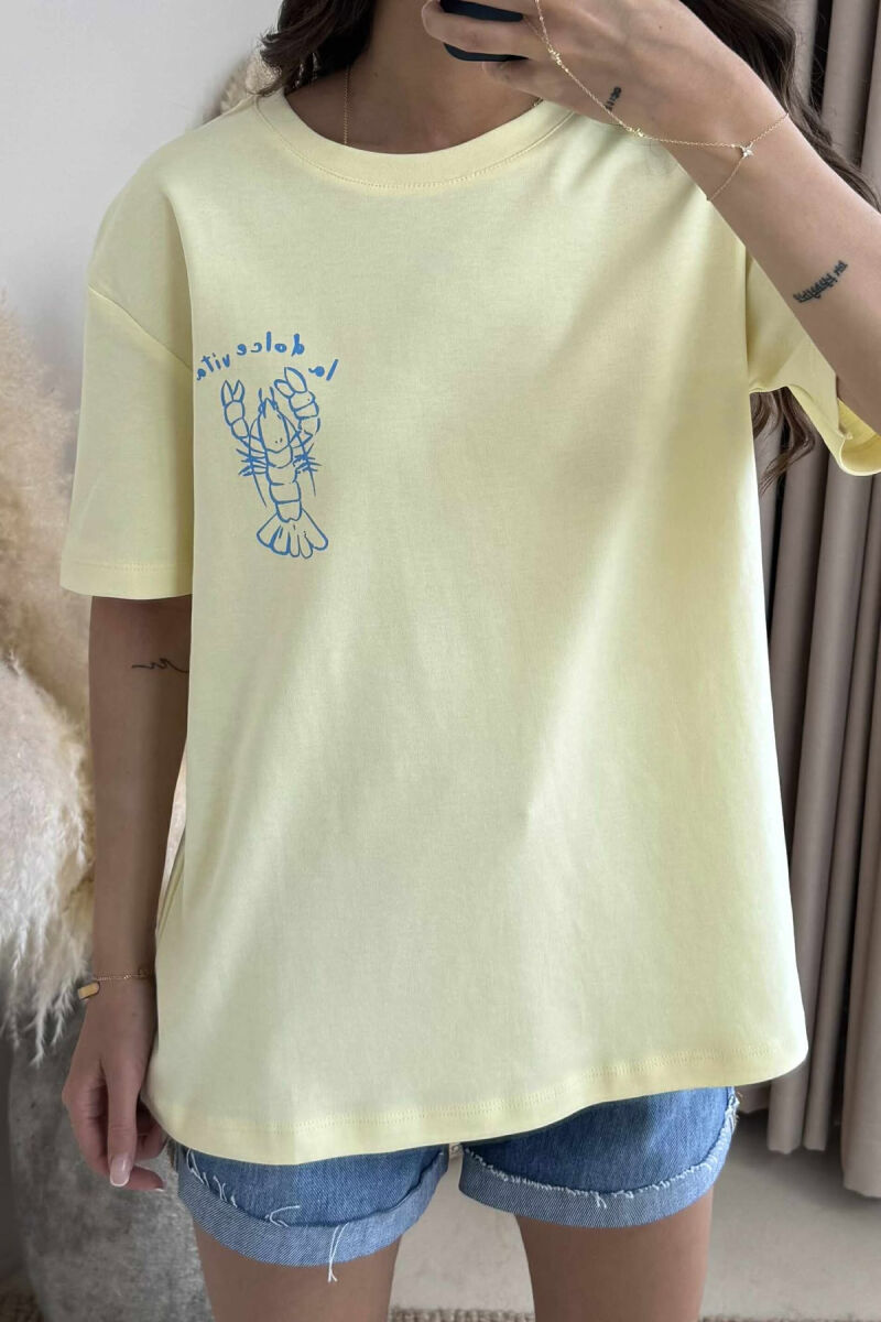 T-SHIRT ME IMAZH DHE DIZAJN PËR FEMRA NË NGJYRËN E VERDHË - 4