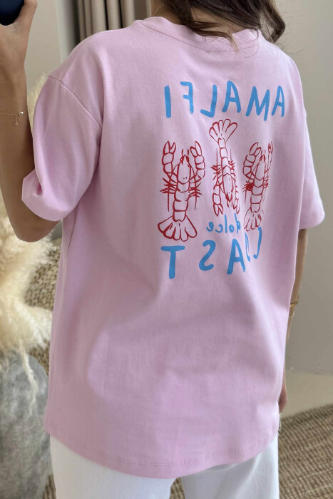T-SHIRT ME IMAZH DHE DIZAJN PËR FEMRA NË NGJYRËN ROZË - 2