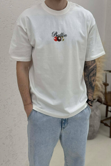 T-SHIRT ME IMAZH NE PJESEN PAS PER MESHKUJ NE NGJYRE KREM - 2