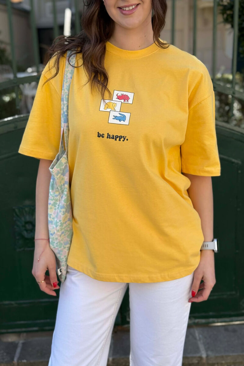 T-SHIRT ME IMAZH PARA & PAS PER FEMRA NE NGJYRE TE VERDHE + 6 PALE ÇORAPE DHURATE - 5