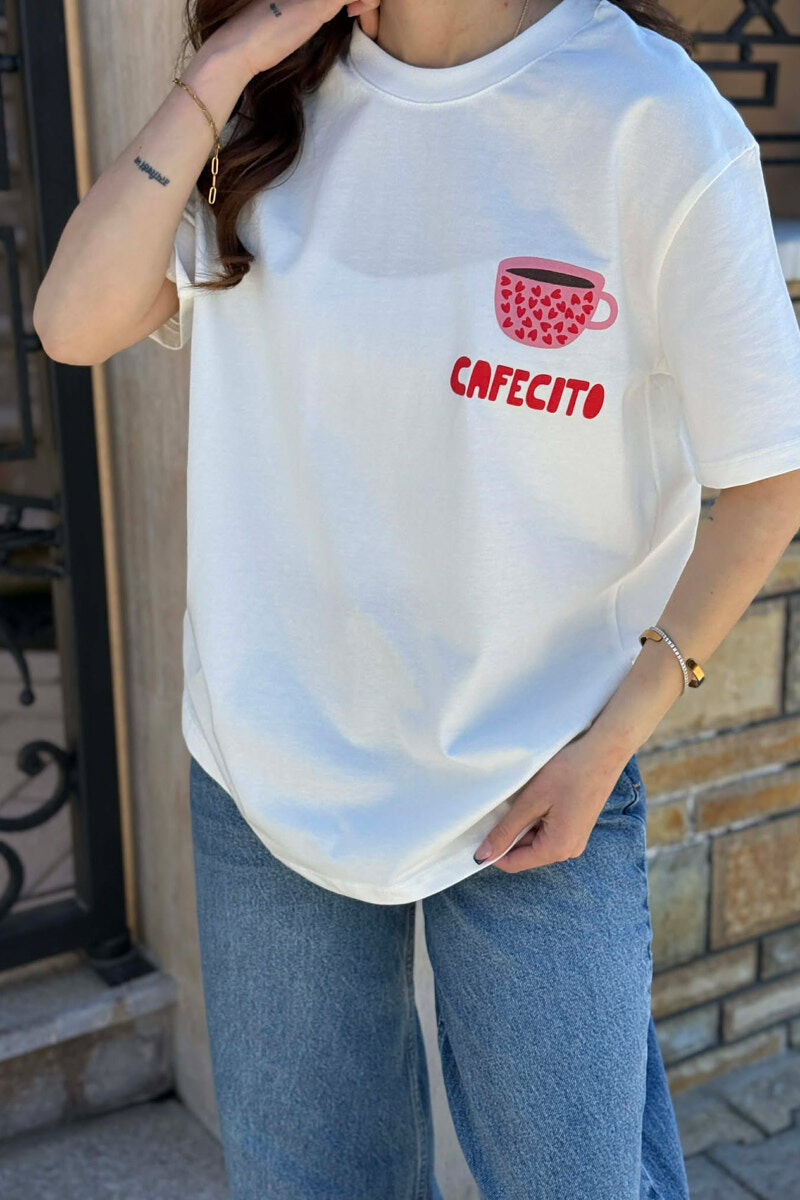 T-SHIRT ME IMAZH PARA & PAS PER FEMRA NE NGJYRE TE BARDHE - 3