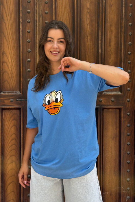 T-SHIRT ME IMAZH PËR FEMRA NË NGJYRËN BLU E ZBARDHUR - 2